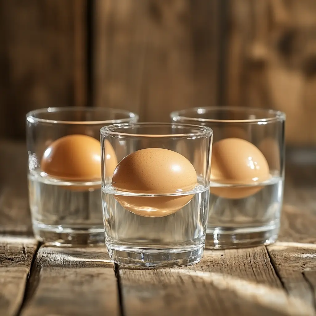 Egg freshness test showing fresh eggs sinking and rotten eggs floating in water