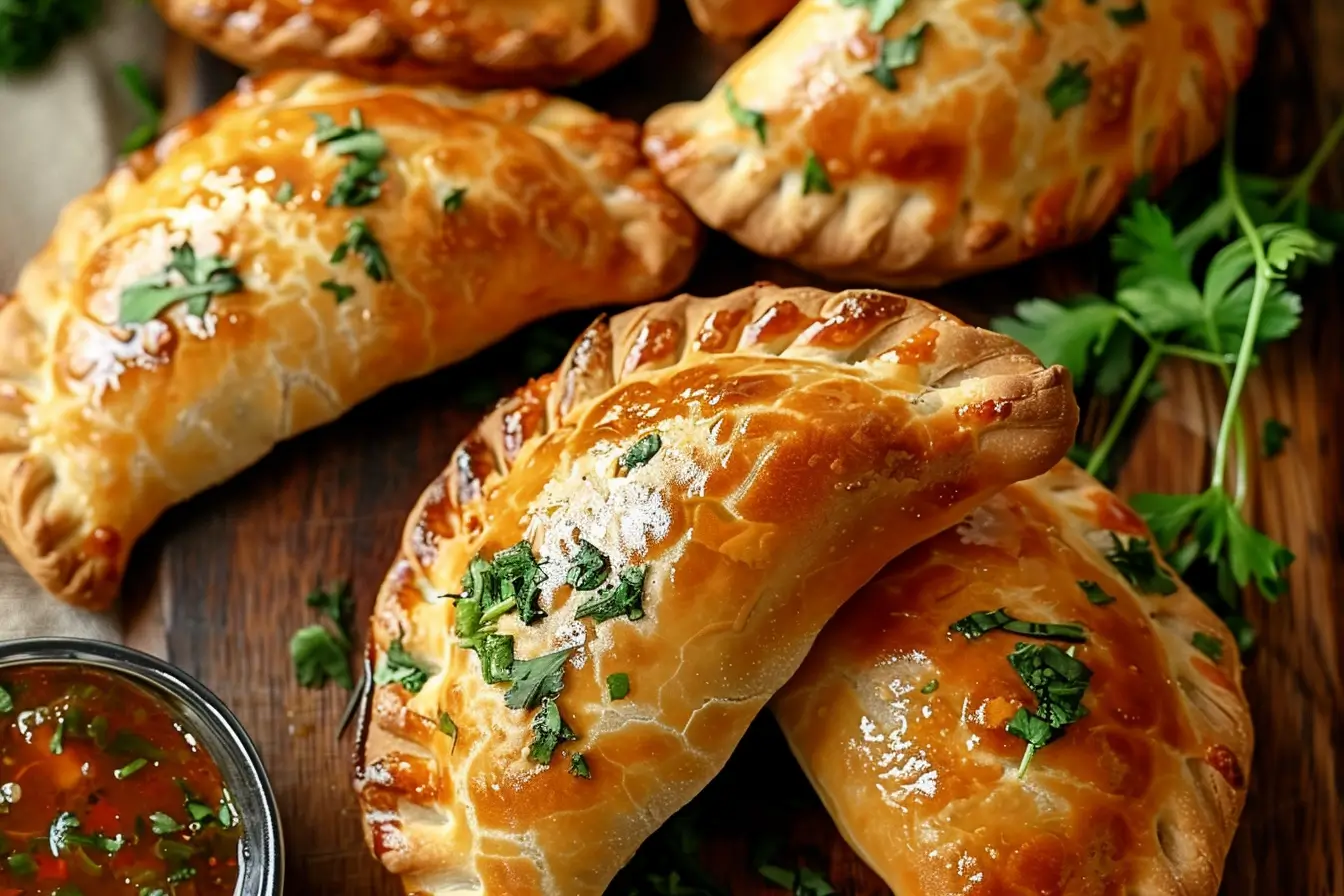 baked chicken empanadas with flaky crust and savory filling