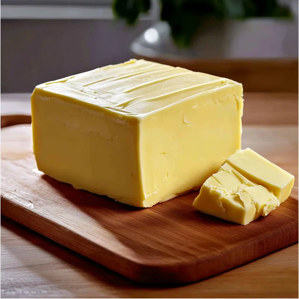 Meme showing refrigerated butter being hard as a rock versus spreadable room temperature butter on a wooden cutting board